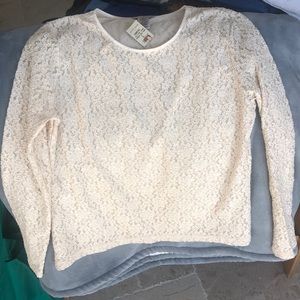 NWT Ann Taylor cream lace top